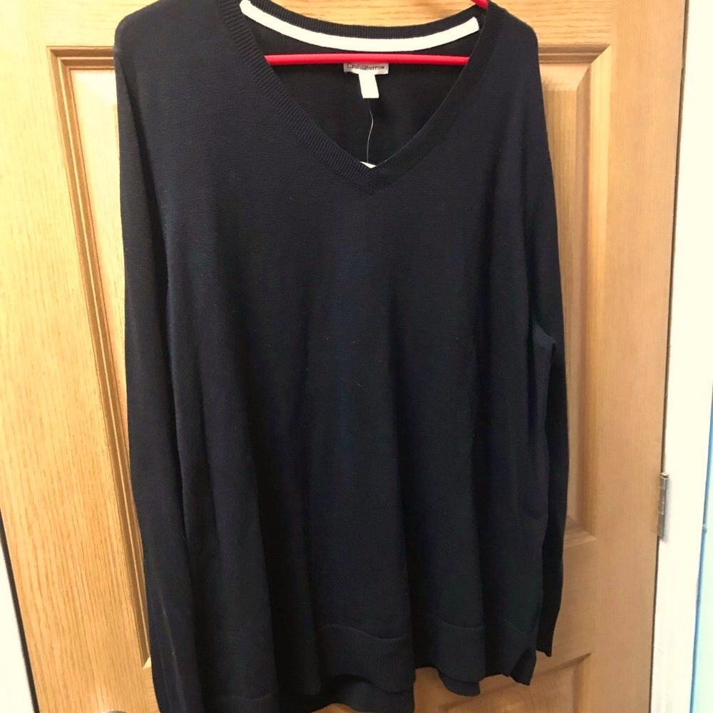 Classic V- Neck Croft & Barrow Black Sweater 2X